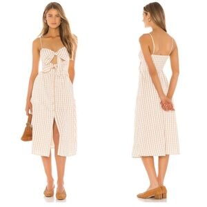 NWT *but a missing button* Majorelle Joel Midi Dress in Gold Check from Revolve